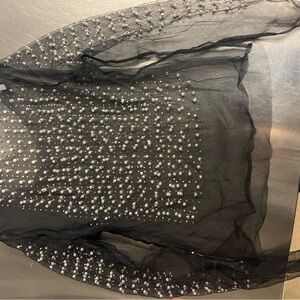 Black Sheer Top with White Polka Dots